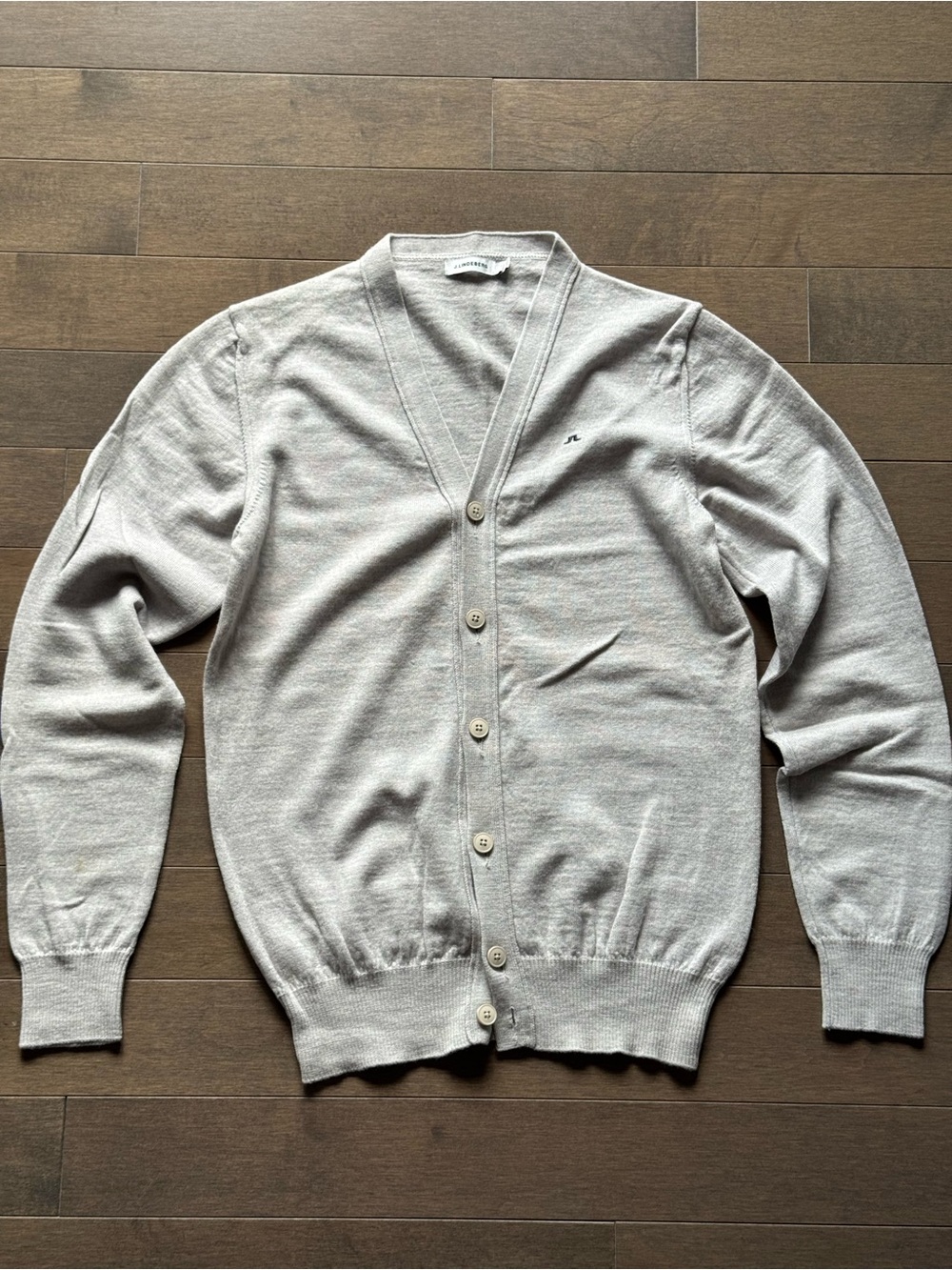 J.Lindeberg Men's Gray 100% Merino Wool Cardigan